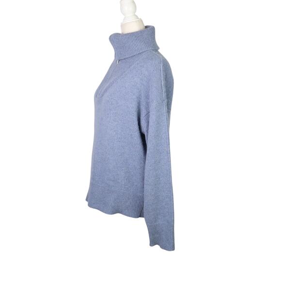 Joie Blue 100% Cashmere Knit 1/4 Zip Turtleneck Sweater M - Picture 3 of 5